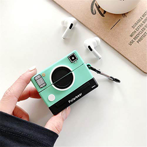 Joyleop(Green Camera) for Airpods Pro 2019/Pro 2 Gen 2022 Case Cover, 3D Cute Cartoon Funny Fun Cool Stylish Pattern,Soft Silicone Air pods Character Skin Keychain Accessories Kits for Airpod Pro 2019