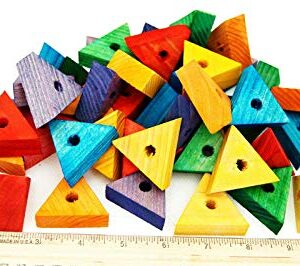 Parrot Toys 50 Triangles Colored Wooden Woods Parts for Birds Cockatoo Amazon