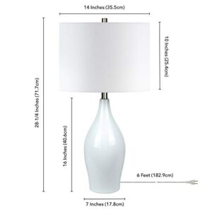 Bella 28.25" Tall Porcelain Table Lamp with Fabric Shade in White/White