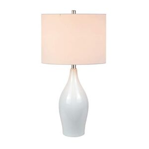 Bella 28.25" Tall Porcelain Table Lamp with Fabric Shade in White/White