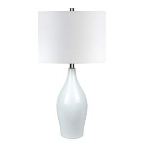 Bella 28.25" Tall Porcelain Table Lamp with Fabric Shade in White/White