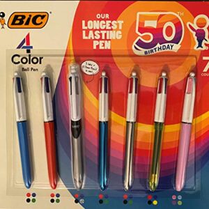 BiC 4-Color Ball Pens Long-Lasting Ink, 7 Count