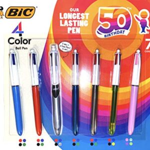 BiC 4-Color Ball Pens Long-Lasting Ink, 7 Count