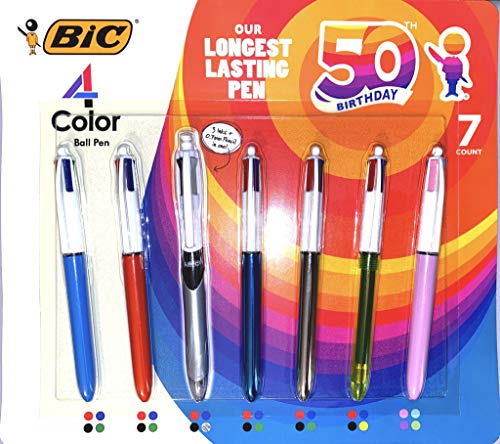 BiC 4-Color Ball Pens Long-Lasting Ink, 7 Count