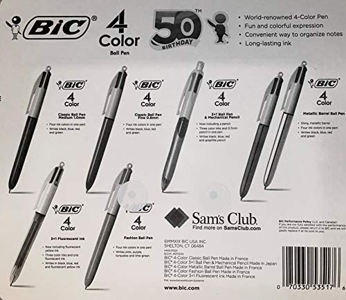 BiC 4-Color Ball Pens Long-Lasting Ink, 7 Count