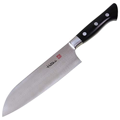 JCK ORIGINAL Hattori Japanese Chef’s Knife, FH-4L Professional Santoku Knife, VG-10 Cobalt Steel Pro Kitchen Knife with Ergonomic Black Linen Micarta Handle, 6.6 inch