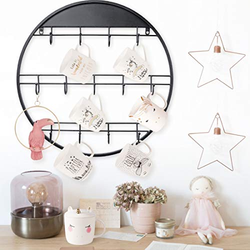 Qiang Ni Mug Rack for Handmade | Large Wall Mounted Storage Display Organizer Rack Coffee Cup Rack