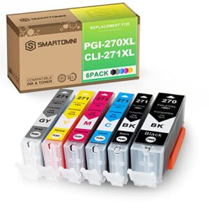 s smartomni compatible 270 271 xl ink cartridge replacement for canon pgi-270xl cli-271xl to use with pixma ts8020 ts9020 mg7720 (1 black 1 photo black 1 cyan 1 magenta 1 yellow 1 grey) 6-pack