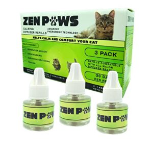 Zenpaws Upgraded No Scent - Diffuser Cat Relaxant Refill - Compatibility : Refills fit and are Compatible with All Major Brand diffusers. Feliway, Comfort Zone, ThunderEase, Relaxivet