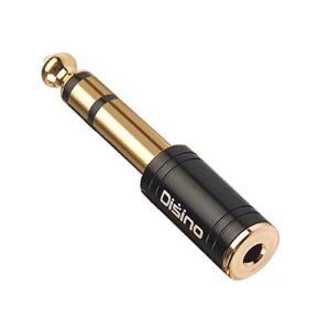 Disino 1/4" to 3.5mm Stereo Headphones Adapter, New Upgrade Gold-Plated Pure Copper Mini Jack 1/8'' Female to 1/4'' Male Jack Plug Stereo Adapter for Headphone, Amp Adapte, Black - 1 Pack