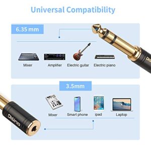 Disino 1/4" to 3.5mm Stereo Headphones Adapter, New Upgrade Gold-Plated Pure Copper Mini Jack 1/8'' Female to 1/4'' Male Jack Plug Stereo Adapter for Headphone, Amp Adapte, Black - 1 Pack