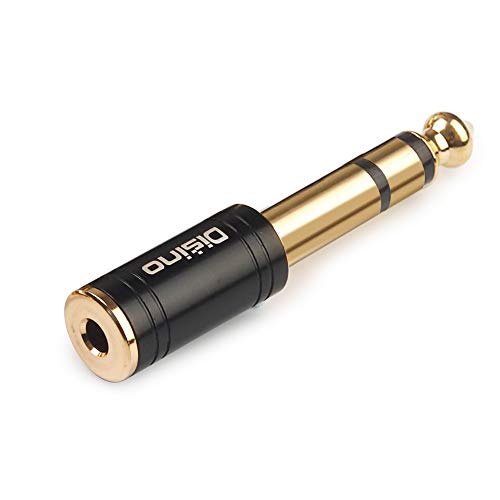 Disino 1/4" to 3.5mm Stereo Headphones Adapter, New Upgrade Gold-Plated Pure Copper Mini Jack 1/8'' Female to 1/4'' Male Jack Plug Stereo Adapter for Headphone, Amp Adapte, Black - 1 Pack