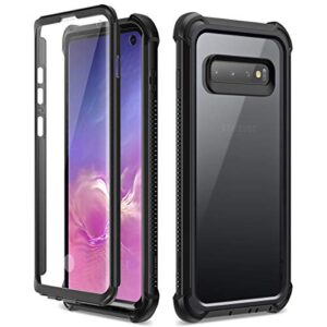 dexnor compatible samsung galaxy s10 case 6.1 inch, heavy duty protection hard back defender protector protective shockproof bumper cover purple pink