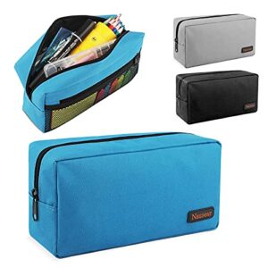 pencil case medium capacity pen pouch, simple stationery bag holder school supplies for primary middle high school college and office, idea gift for teens student adult - blue