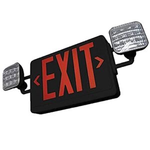 ciata emergency led exit sign combo with 90-minute battery backup and adjustable ultra-bright led lamps (black)