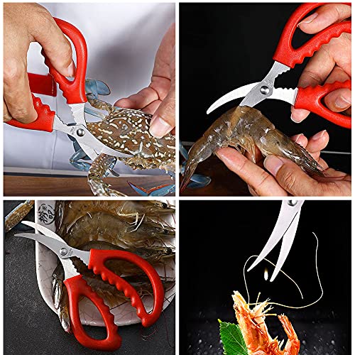 21 Pcs Crab Crackers and Tools, 6 Crab Leg Crackers, 6 Stainless Steel Lobster Shell Forks, 6 Crab Leg Forks, 2 Seafood Scissors & Storage Bag, Nut Cracker Set