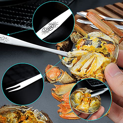 21 Pcs Crab Crackers and Tools, 6 Crab Leg Crackers, 6 Stainless Steel Lobster Shell Forks, 6 Crab Leg Forks, 2 Seafood Scissors & Storage Bag, Nut Cracker Set