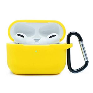 zalu compatible for airpods case with keychain, shockproof protective premium silicone cover skin for airpods pro charging case (yellow)
