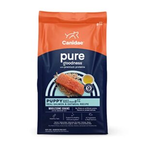 canidae pure limited ingredient premium puppy dry dog food, real salmon & oatmeal recipe, 4 lbs, with wholesome grains