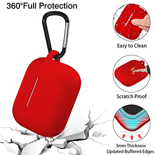 Lerobo Compatible with AirPods Pro Case Cover,Shock-Proof Silicone Skin Full Protective Cover Compatible for Airpods Pro,Supports Wireless Charging with Durable Carabiner Front LED Visible,Red