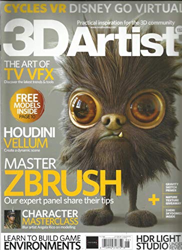 3D ARTIST MAGAZINE, THE ART OF TV VFX JUNE, 2019 ISSUE # 132 PRINTED IN UK (PLEASE NOTE: ALL THESE MAGAZINES ARE PET & SMOKE FREE MAGAZINES. NO ADDRESS LABEL. (SINGLE ISSUE MAGAZINE)