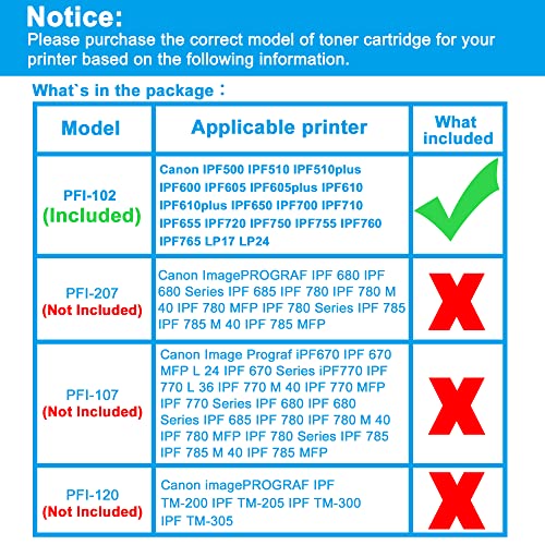 LCL Compatible Ink Cartridge Replacement for Canon PFI102 PFI-102 PFI102MBK PFI-102MBK 0894B001 IPF500 IPF510 IPF600 IPF605 IPF605plus IPF610 IPF610plus IPF650 IPF700 IPF710 IPF655(2-Pack MBK)