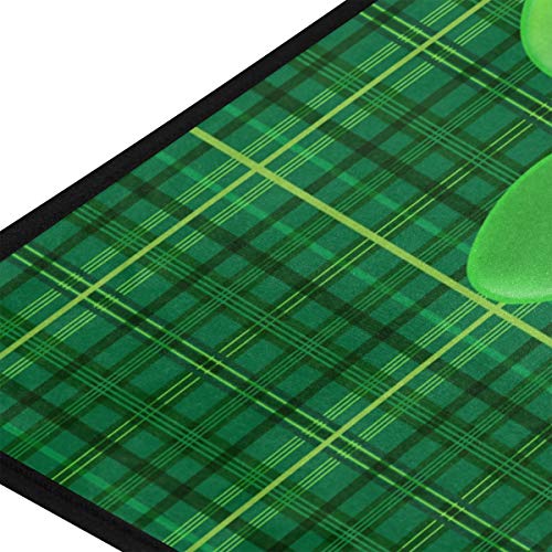 CaTaKu Clover Shamrock Plaid Area Rug 39x20 Inches Polyester Area Rug Non-Slip Floor Rug Runner Washable Carpet Mat for Kitchen Dinning Room Home Decorative