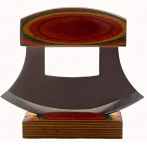 Alaska Gifts Exotic Wood Multi-Colored Handled Ulu Knife and Stand