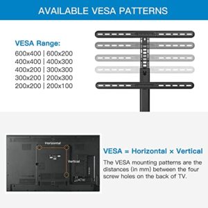 PERLESMITH Universal Swivel TV Stand-Table Top TV Stand Base for 37-70 inch LCD OLED Flat Screen 4K TVs Height Adjustable TV Stand Mount with Heavy Duty Tempered Glass Base VESA 600x400mm