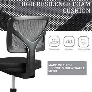 RIMIKING Mesh Low-Back Ergonomic Swivel Chair Computer Chair Task Chair Desk Chair Armless Home Office Chair, Adjustable Height, Black