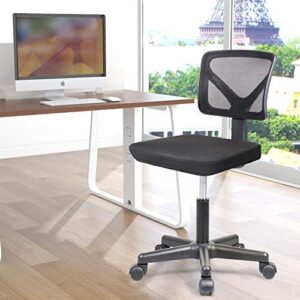 RIMIKING Mesh Low-Back Ergonomic Swivel Chair Computer Chair Task Chair Desk Chair Armless Home Office Chair, Adjustable Height, Black