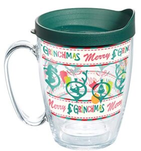 tervis dr. seuss grinch christmas pattern made in usa double walled insulated tumbler cup keeps drinks cold & hot, 16oz mug, classic