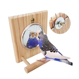 hamiledyi bird mirror with wooden perch,birdcage fun platform stand toys