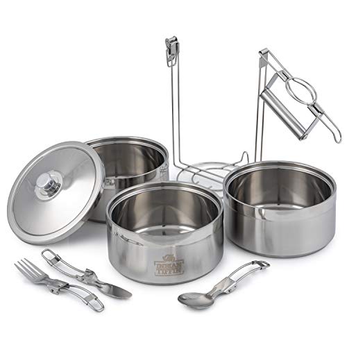 Indian-Tiffin 3 Tier Stainless Steel Eco-Box with 3 Piece Cutlery Set