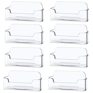8 pack plastic business card holder - clear business card case for desk - office acrylic business card stand display