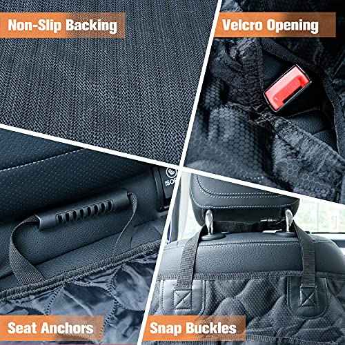 PETICON Dog Car Seat Cover for Back Seat, 100% Waterproof Dog Seat Cover for Cars with Mesh Window, Scratchproof Back Seat Cover for Dogs, Nonslip Dog Hammock for Cars, Trucks, SUVs, Jeeps, Black