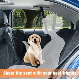 PETICON Dog Car Seat Cover for Back Seat, 100% Waterproof Dog Seat Cover for Cars with Mesh Window, Scratchproof Back Seat Cover for Dogs, Nonslip Dog Hammock for Cars, Trucks, SUVs, Jeeps, Black