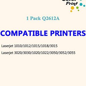 ColorPrint Compatible 12A Toner Cartridge Replacement for HP Q2612A 2612A Used for Laser Jet Pro 1010 1020 1022n 3052 MFP 3055 MFP M1120 MFP M1005 MFP 3380 MFP 3050 MFP M1319f Printer (1-Pack, Black)