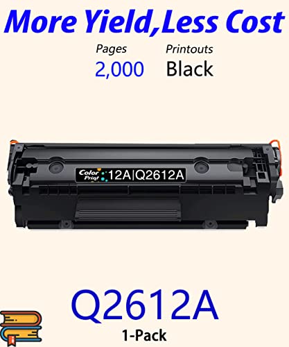 ColorPrint Compatible 12A Toner Cartridge Replacement for HP Q2612A 2612A Used for Laser Jet Pro 1010 1020 1022n 3052 MFP 3055 MFP M1120 MFP M1005 MFP 3380 MFP 3050 MFP M1319f Printer (1-Pack, Black)