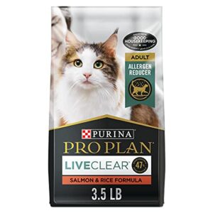 purina pro plan allergen reducing, high protein cat food, liveclear salmon and rice formula - 3.5 lb. bag