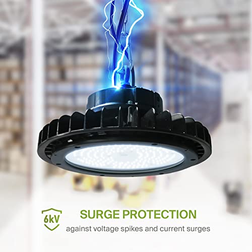 ASD UFO LED High Bay Light 150w 19,479lm 5000K, 1-10V Dimmable, 120-277V, Commercial Warehouse Area Light Waterproof IP69K Eqw.500W MH/HPS, Safety Rope Included, UL & DLC Premium Listed