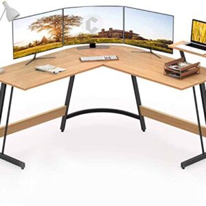 Cubiker Modern L-Shaped Desk Computer Corner Desk, PC Laptop Writing Study Desk for Home Office Wood & Metal