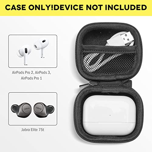 ProCase Compatible for AirPods Pro 2 2022 / AirPods 3 2021 / AirPods Pro 1 / Jabra Elite 75t / Beats Studio Buds, Hard Travel Carrying Case Storage Pouch Bag for Earbuds Earphones Headphones -Black