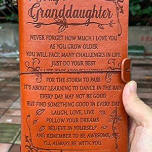 Grandma to Granddaughter Leather Journal - Laugh - Love - Live 7.88"x4.7"Writing Notebook - Embossed Vintage Refillable Writing Journal for Christmas,Birthdays