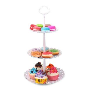 Set of 7 PCS Round Plastic Party Cake Stand and Cupcake Holder Fruits Dessert Display Plate Table Decoration for Baby Shower Wedding Birthday Party Celebration