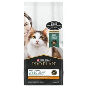 purina pro plan allergen reducing, high protein cat food, liveclear chicken and rice formula - 7 lb. bag