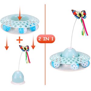 Cat Toys Interactive Kitten Toy for Indoor Cats Funny Automatic Electric Fluttering Butterfly & Ball Exercise Kitten Toy with 3 Replacement Butterfly