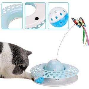 Cat Toys Interactive Kitten Toy for Indoor Cats Funny Automatic Electric Fluttering Butterfly & Ball Exercise Kitten Toy with 3 Replacement Butterfly