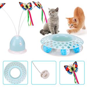 Cat Toys Interactive Kitten Toy for Indoor Cats Funny Automatic Electric Fluttering Butterfly & Ball Exercise Kitten Toy with 3 Replacement Butterfly