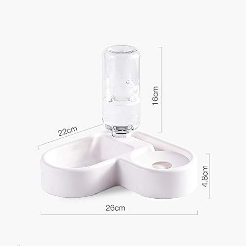 Dog Cat Double Bowls, Pet Food and Water Feeder Bowls with Automatic Water Bottle No-Spill Resin Station for Cat Small Dog Puppy Kitten Rabbit